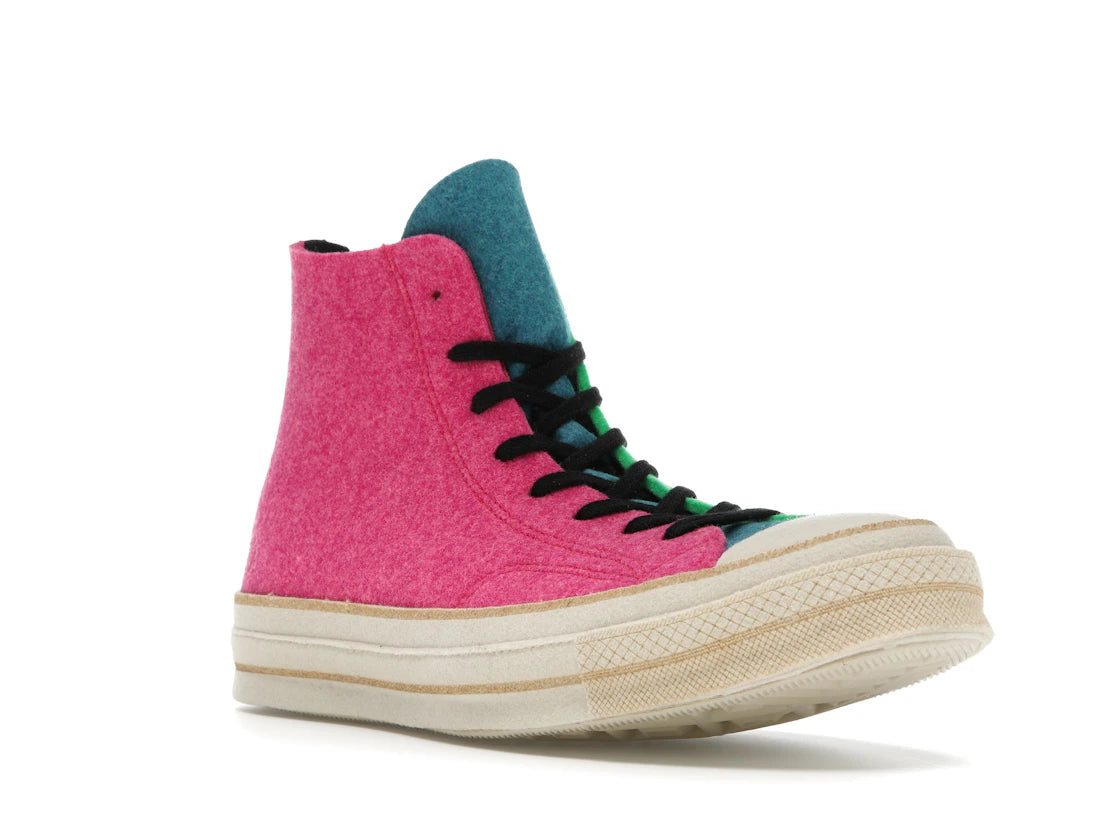 Converse Chuck Taylor All Star 70 Hi JW Anderson Felt Fuchsia Purple Island Green - vue secondaire A