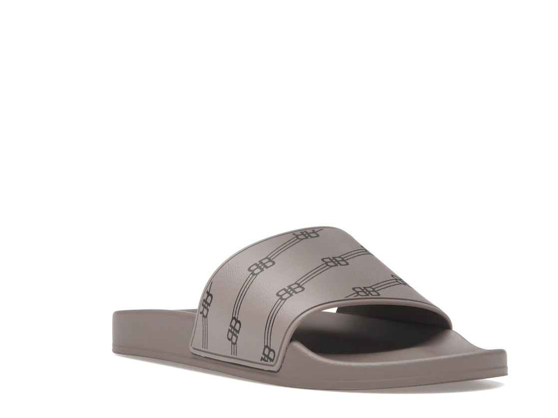 Balenciaga Monogram Slides Light Brown Black - vue secondaire A