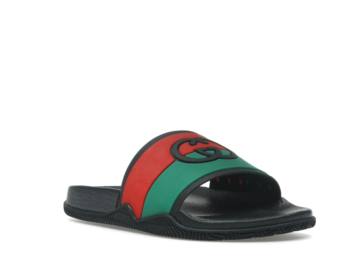 Gucci Slides Interlocking G Black Red Green (Women's) - vue secondaire A