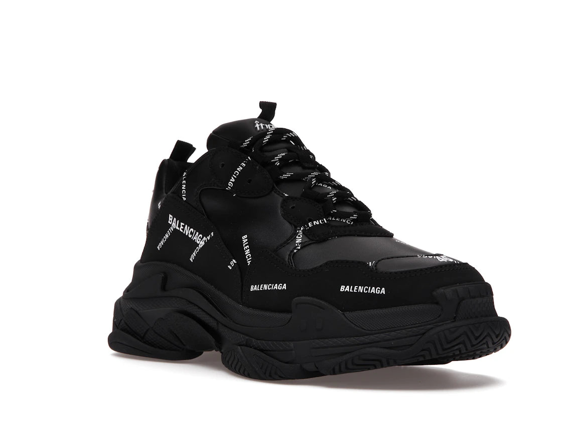 Balenciaga Triple S Allover Logo Black - vue secondaire A