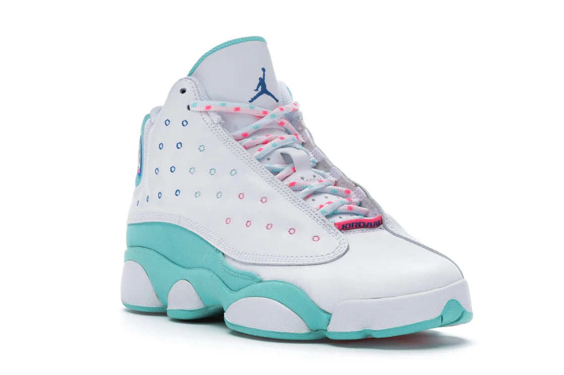 Jordan 13 Retro White Soar Green Pink (GS) - vue secondaire A