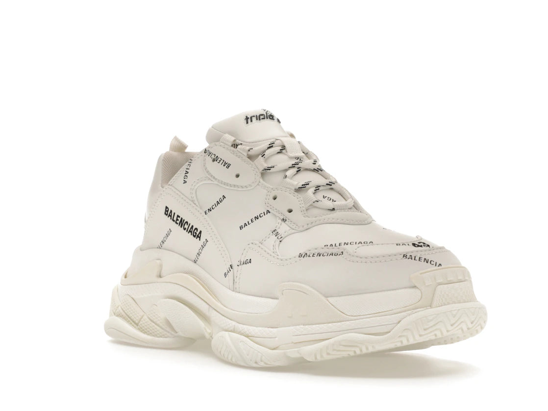 Balenciaga Triple S Allover Logo White - vue secondaire A