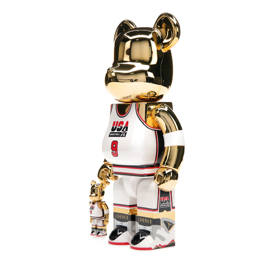 Bearbrick Michael Jordan 1992 Team USA (Dream Team) 100% &amp; 400% Set Gold Chrome - vue secondaire A
