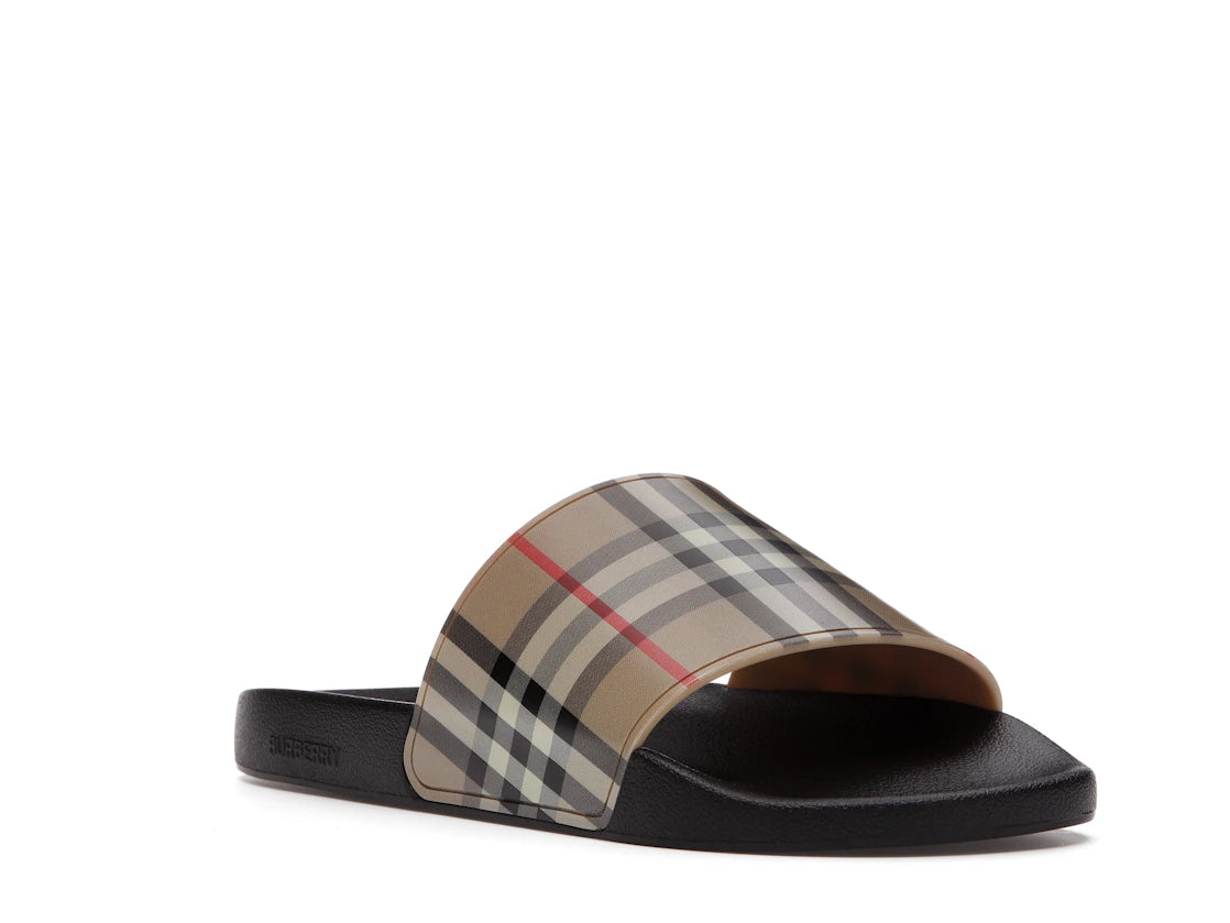 Burberry Furley Check Slides Archive Beige - vue secondaire A