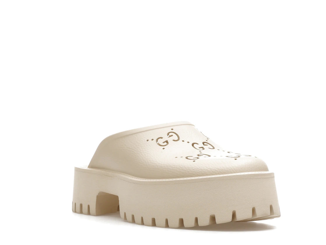 Gucci Platform Perforated G Sandal White Rubber (Women's) - vue secondaire A