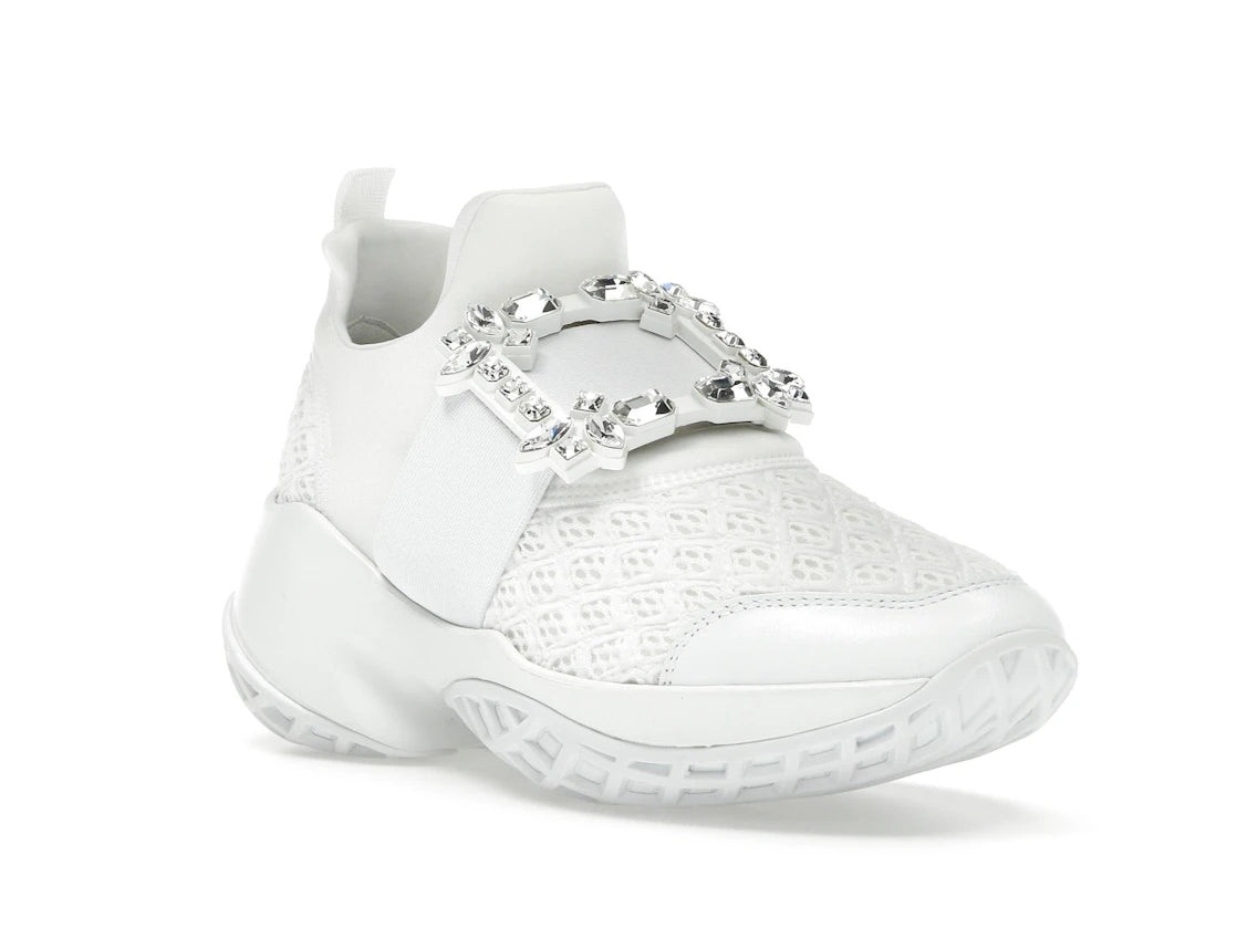Roger Vivier Viv' Run Fabric White Crystal Buckle (Women's) - vue secondaire A
