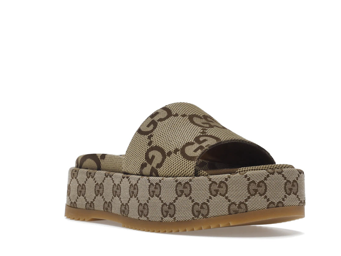 Gucci Angelina Platform 55mm Sandal Camel Canvas - vue secondaire A