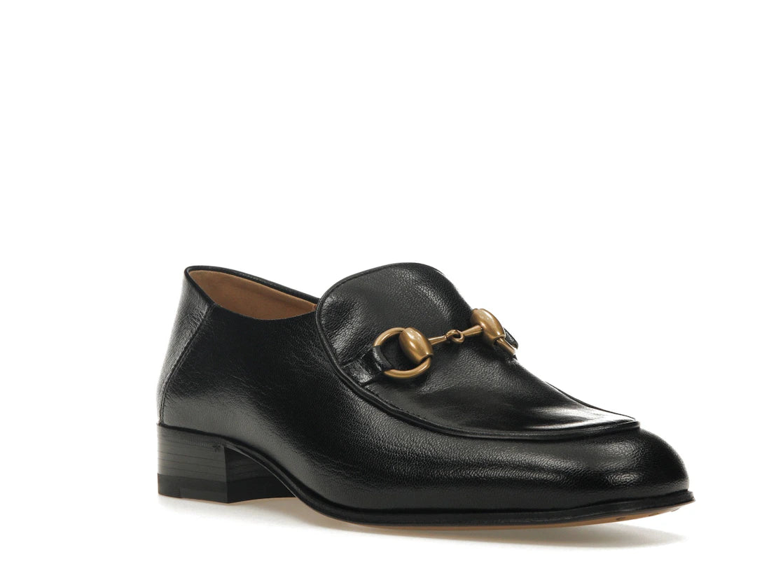 Gucci Horsebit Slip On Loafer Gold-Tone Black Leather (Women's) - vue secondaire A