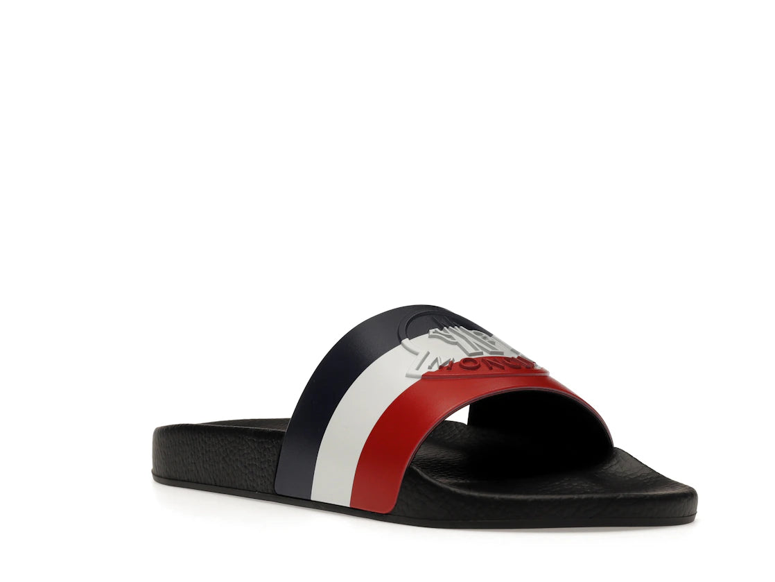 Moncler Basile Pool Slides Black Tricolour - vue secondaire A