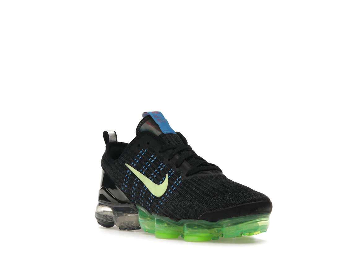 Nike Air VaporMax Flyknit 3 Black Blue Volt (GS) - vue secondaire A