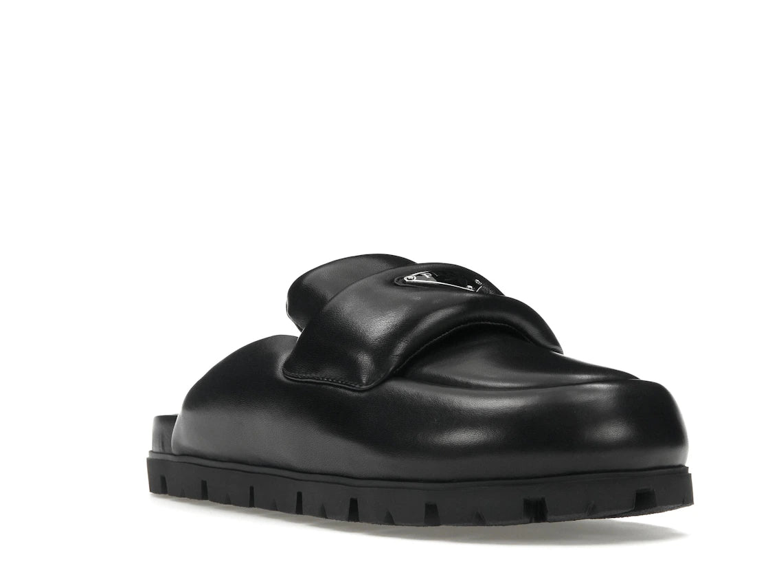Prada Soft Padded 20mm Sabots Black Nappa Leather - vue secondaire A