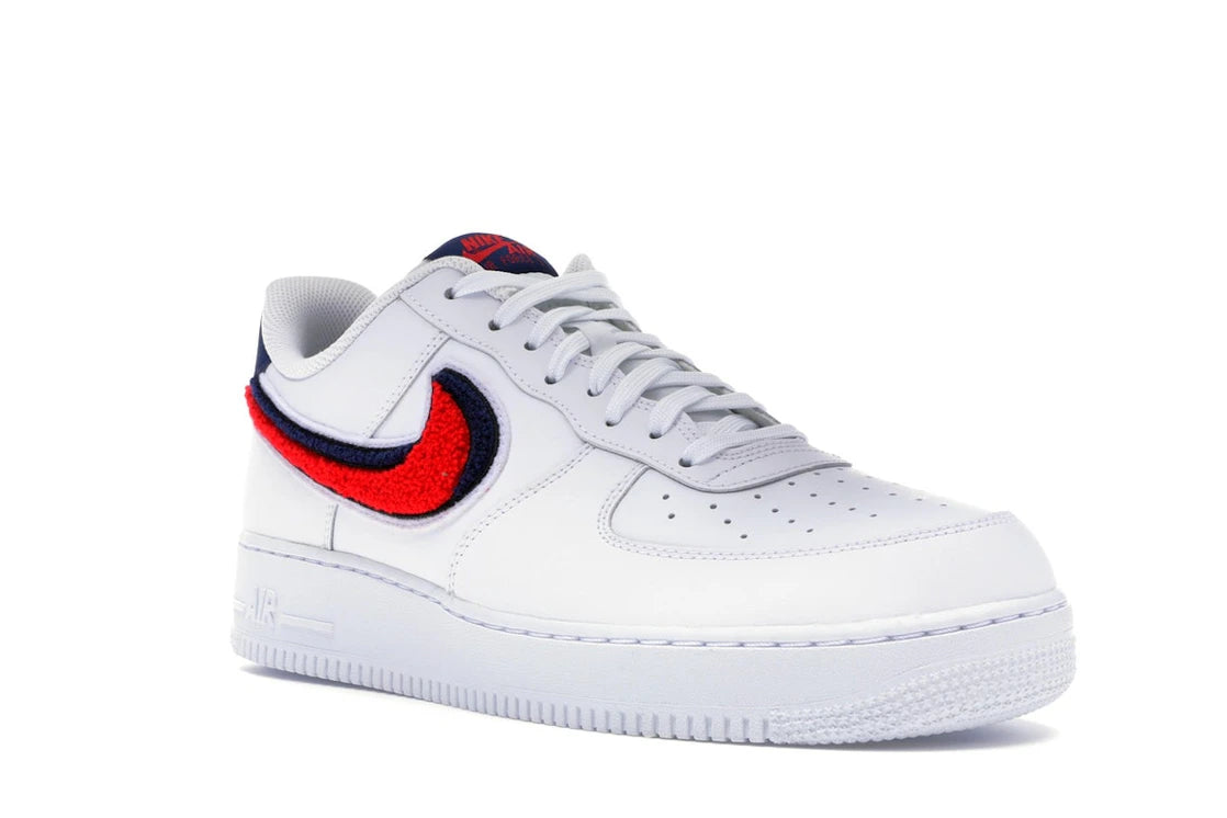 Nike Air Force 1 Low 3D Chenille Swoosh White Red Blue - vue secondaire A