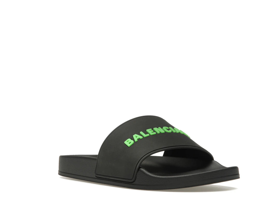 Balenciaga Pool Slide Black Fluo Green (Women's) - vue secondaire A