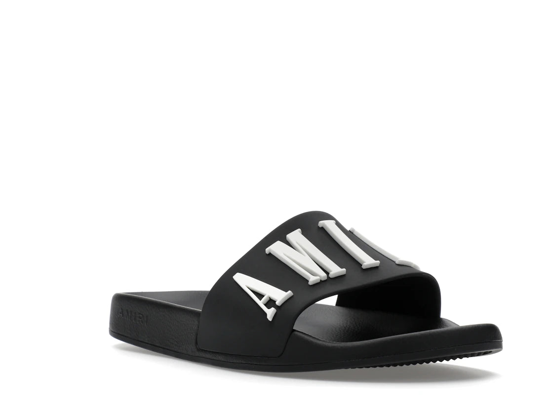 AMIRI Pool Slide Debossed Logo Black Black White - vue secondaire A