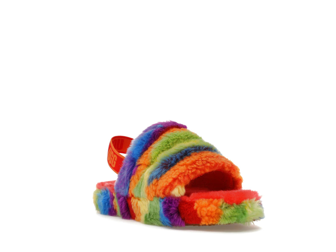 UGG Fluff Yeah Slide Rainbow Stripes (Kids) - vue secondaire A