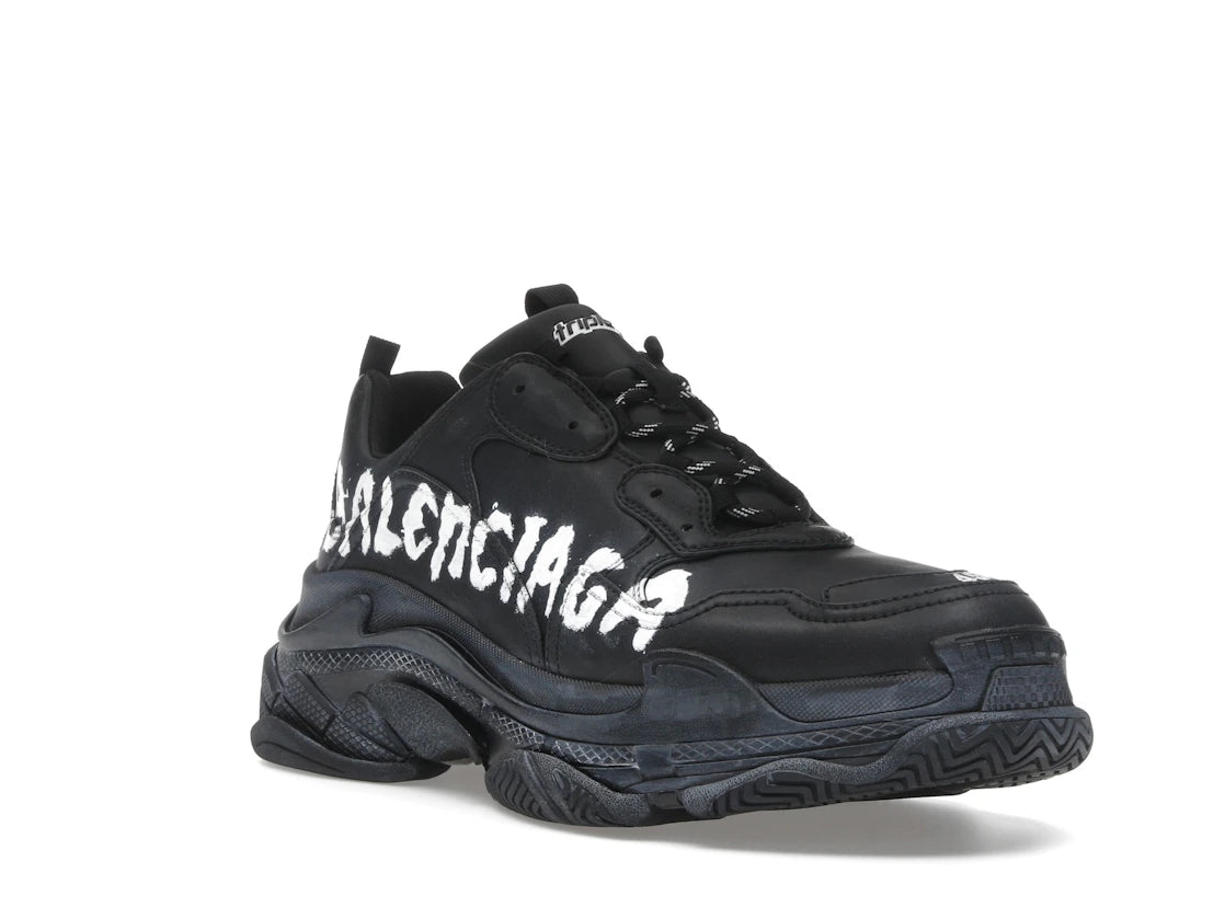 Balenciaga Triple S Black White Graffiti - vue secondaire A
