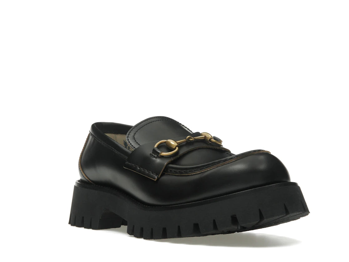 Gucci Lug Horsebit 30mm Platform Loafer Black Leather - vue secondaire A