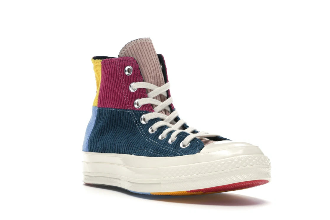 Converse Chuck Taylor All Star 70 Hi Corduroy Patchwork Gold Navy - vue secondaire A