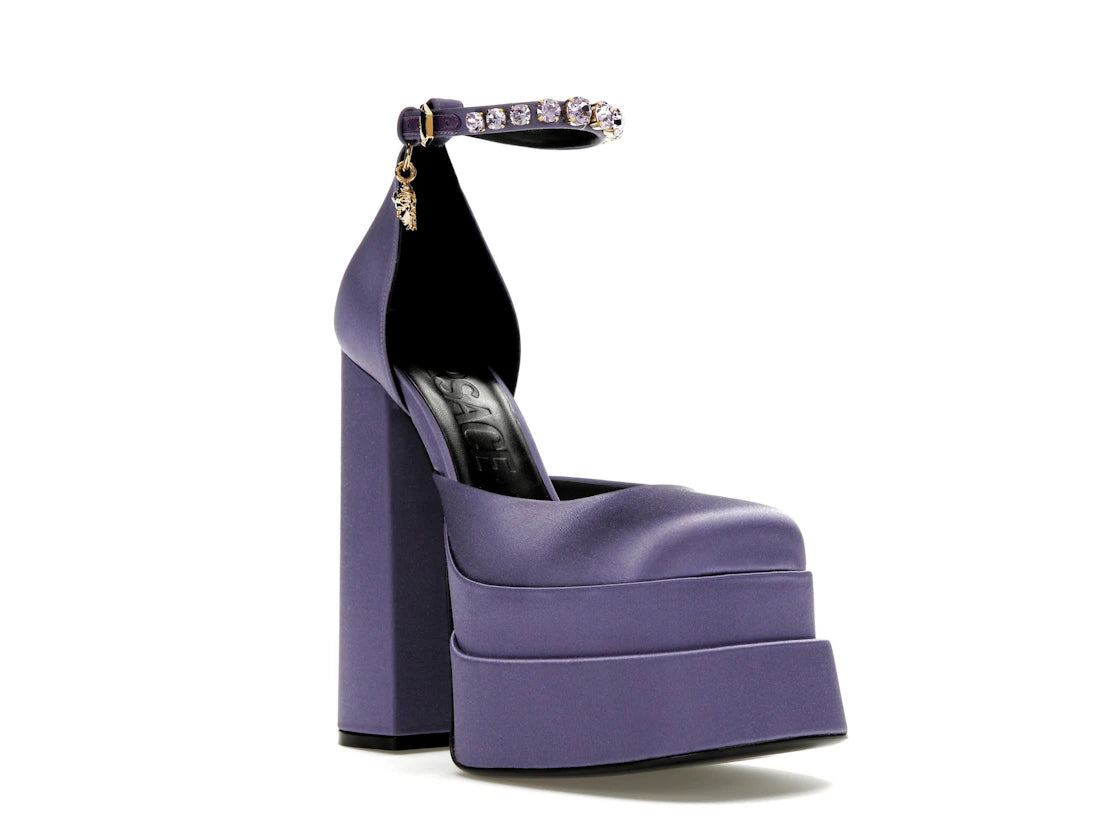 Versace Medusa Aevitas 155mm Platform Pumps Lilac Satin - vue secondaire A