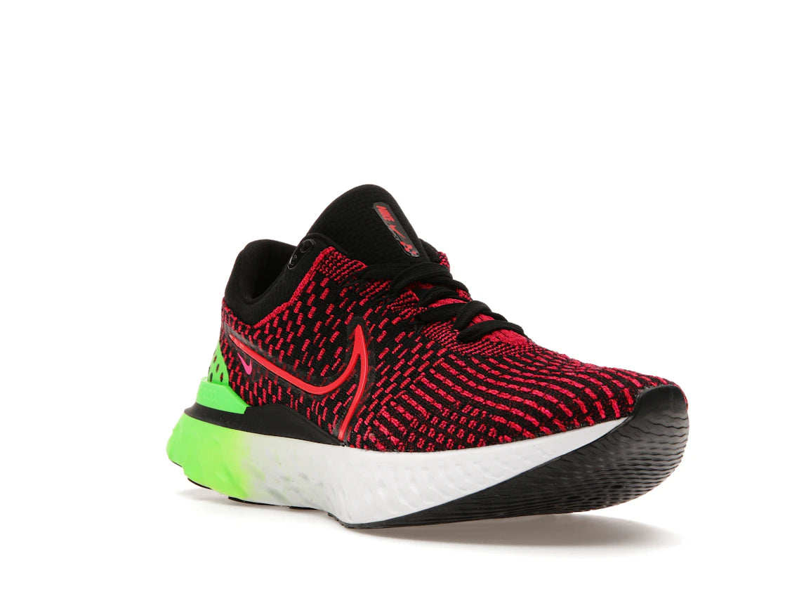 Nike React Infinity Run Flyknit 3 Green Strike Team Red - vue secondaire A