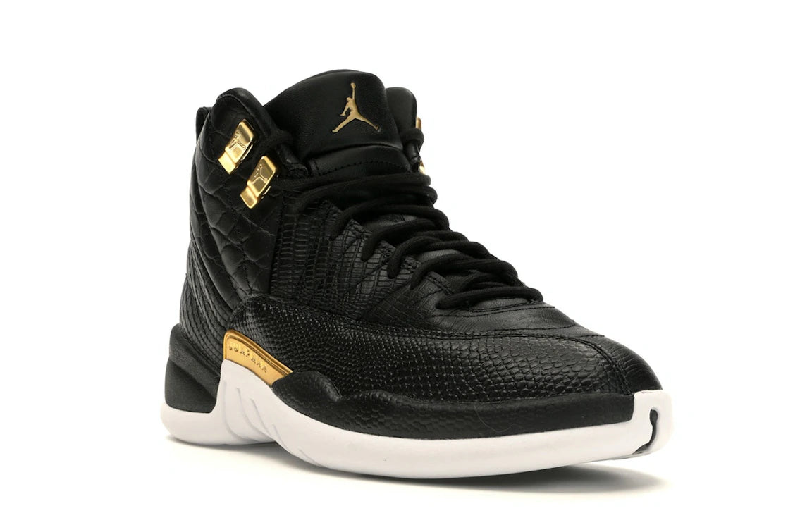 Jordan 12 Retro Black Metallic Gold White (Women's) - vue secondaire A