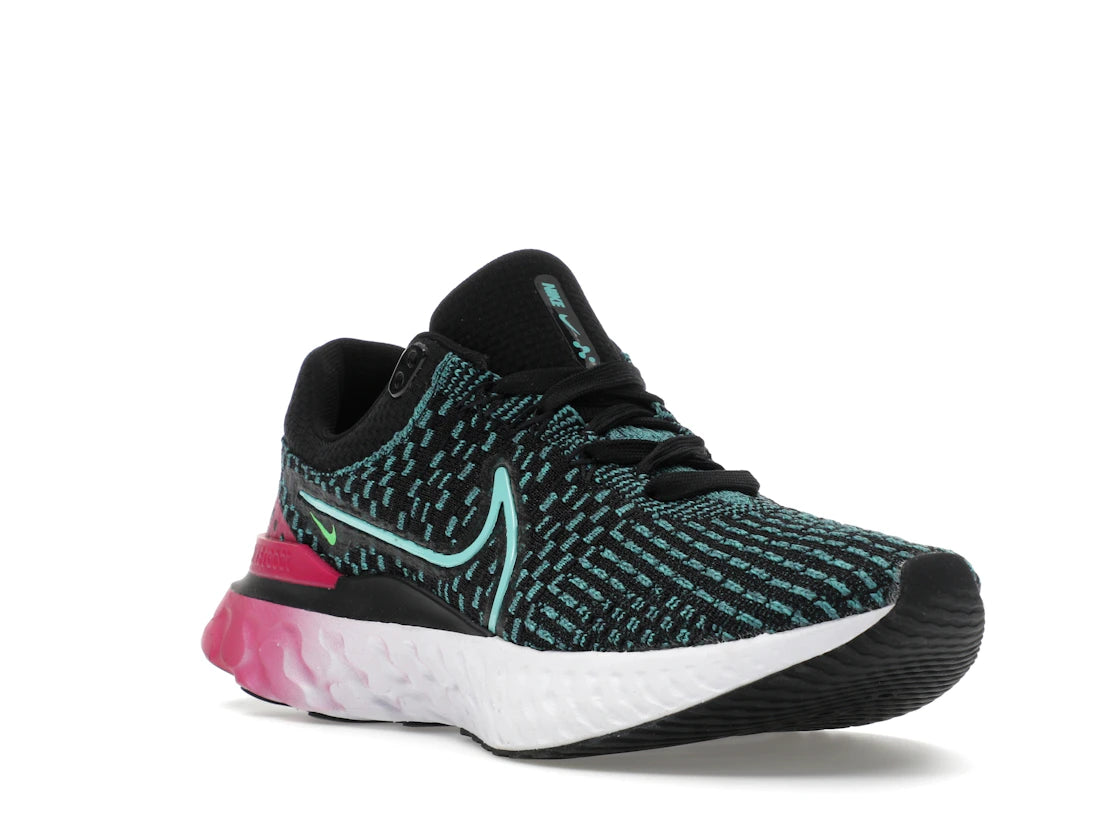 Nike React Infinity Run Flyknit 3 Black Pink Turquoise (Women's) - vue secondaire A