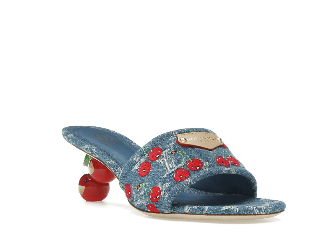 Louis Vuitton Cherry Lily Mule x Takashi Murakami Denim - vue secondaire A