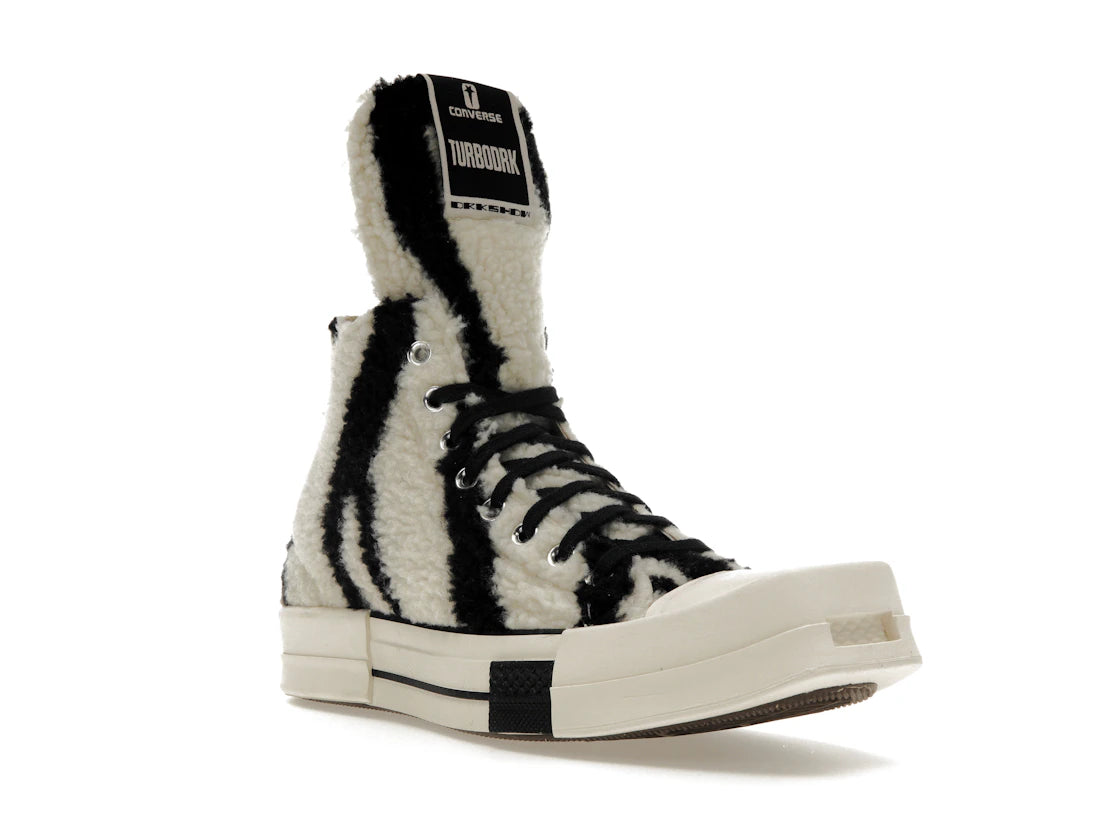 Converse TURBODRK Chuck Taylor All Star 70 Hi Rick Owens DRKSHDW Sherpa Zebra Print White Black - vue secondaire A