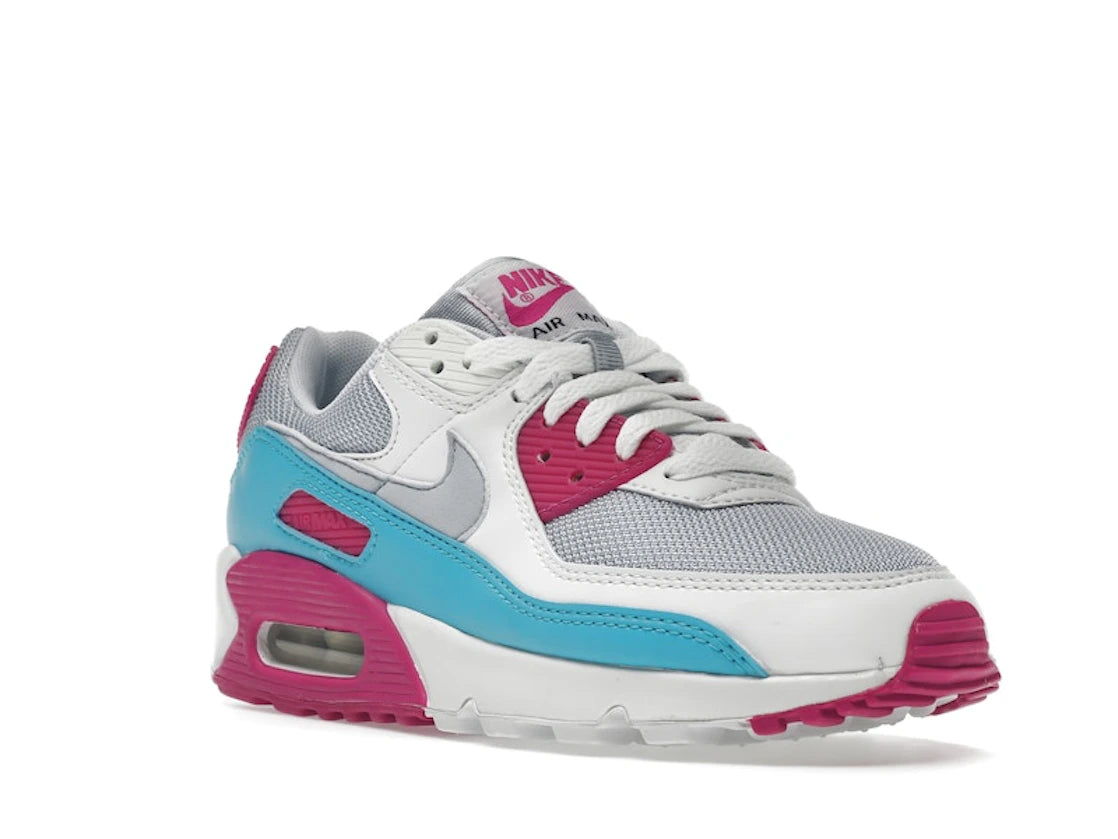 Nike Air Max 90 White Vivid Pink Light Blue Fury (Women's) - vue secondaire A