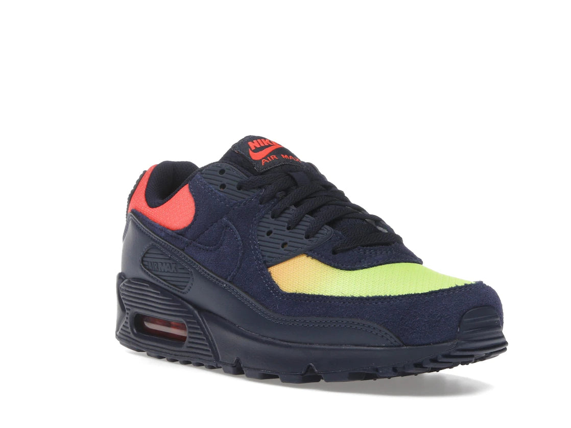 Nike Air Max 90 Blackened Blue Lemon Venom Hyper Crimson Gradient - vue secondaire A