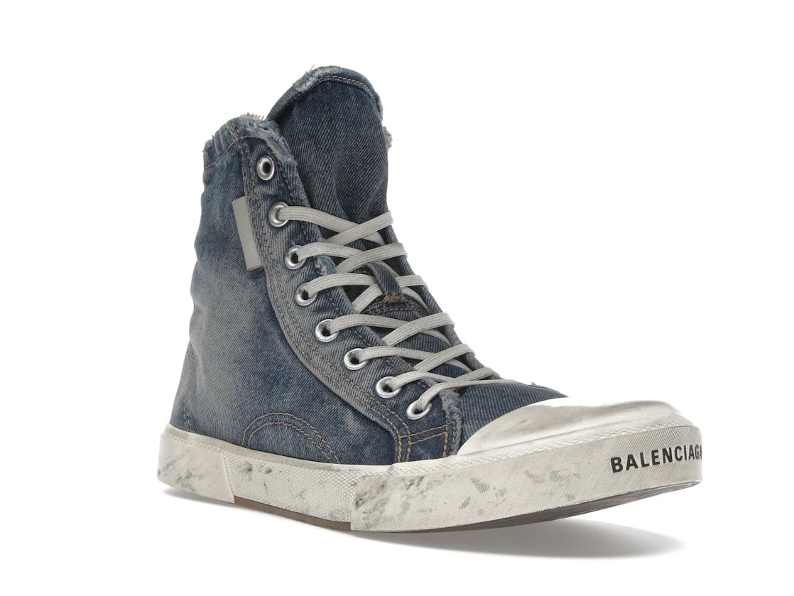 Balenciaga Paris High Top Blue Destroyed Denim - vue secondaire A