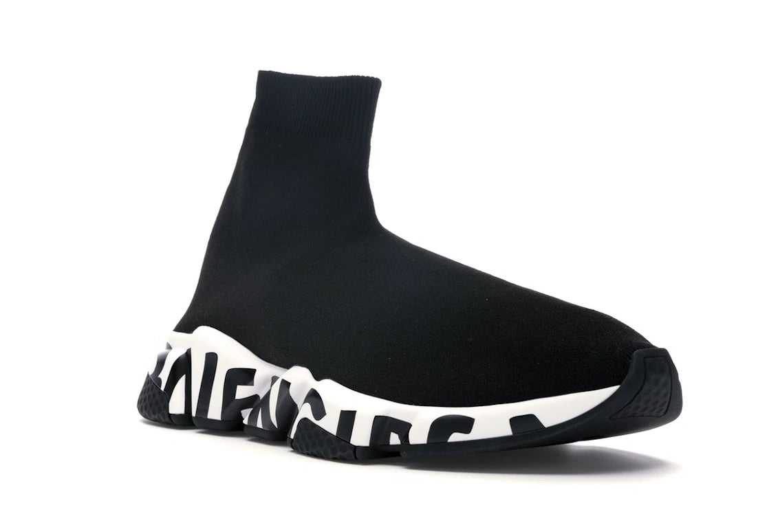 Balenciaga Speed Graffiti Trainers Black White - vue secondaire A