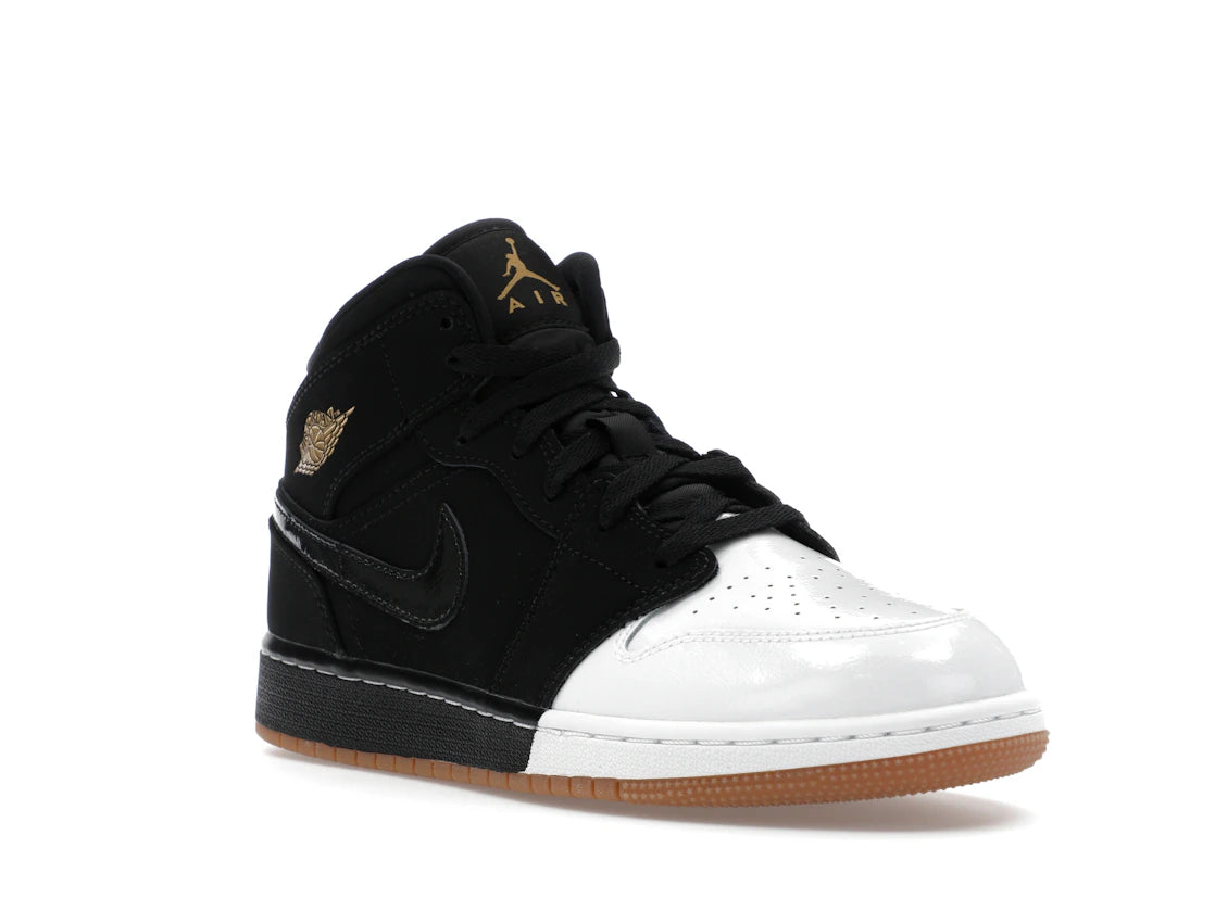 Jordan 1 Mid Black White Gold (GS) - vue secondaire A