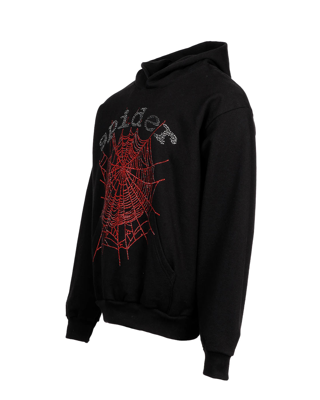 Sp5der OG Rhinestone Logo Hoodie Black - vue secondaire A