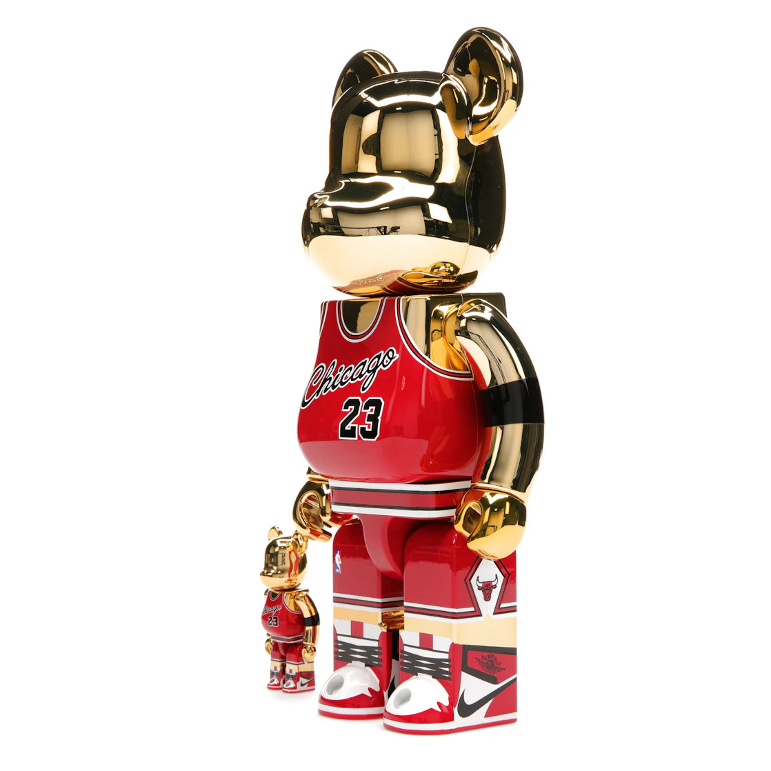 Bearbrick Michael Jordan 1985 Rookie Jersey 100% &amp; 400% Set Gold Chrome - vue secondaire A