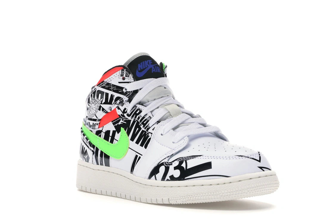 Jordan 1 Mid All Over Logos (GS) - vue secondaire A