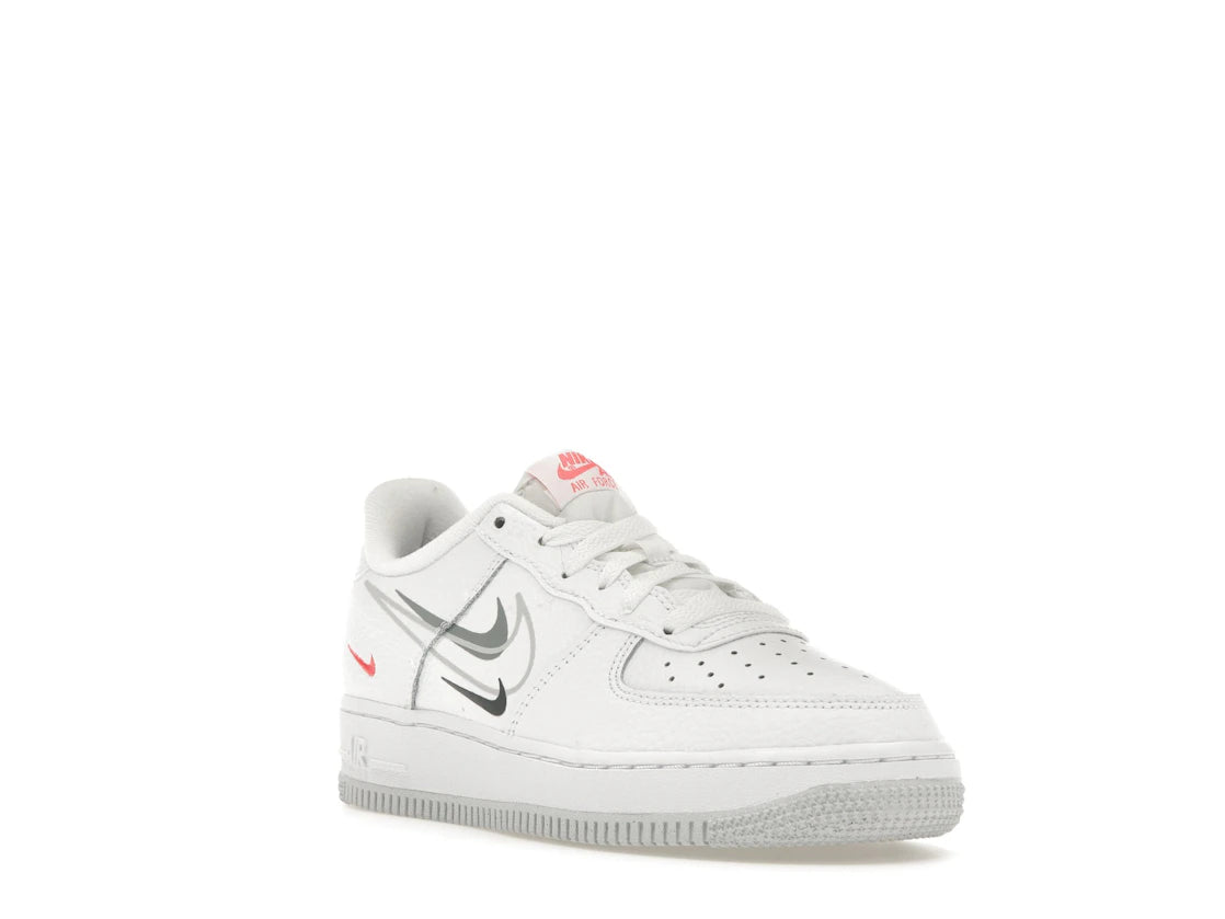 Nike Air Force 1 Low Multi-Swoosh White Particle Grey Photon Dust Bright Crimson (GS) - vue secondaire A