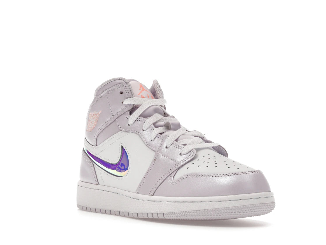 Jordan 1 Mid SE Barely Grape Iridescent Swoosh (GS) - vue secondaire A