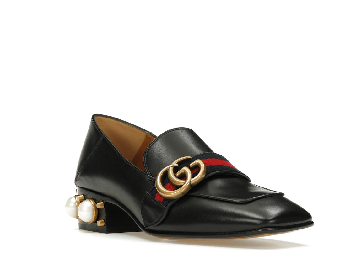 Gucci Leather Mid-Heel Loafer Black (Women's) - vue secondaire A