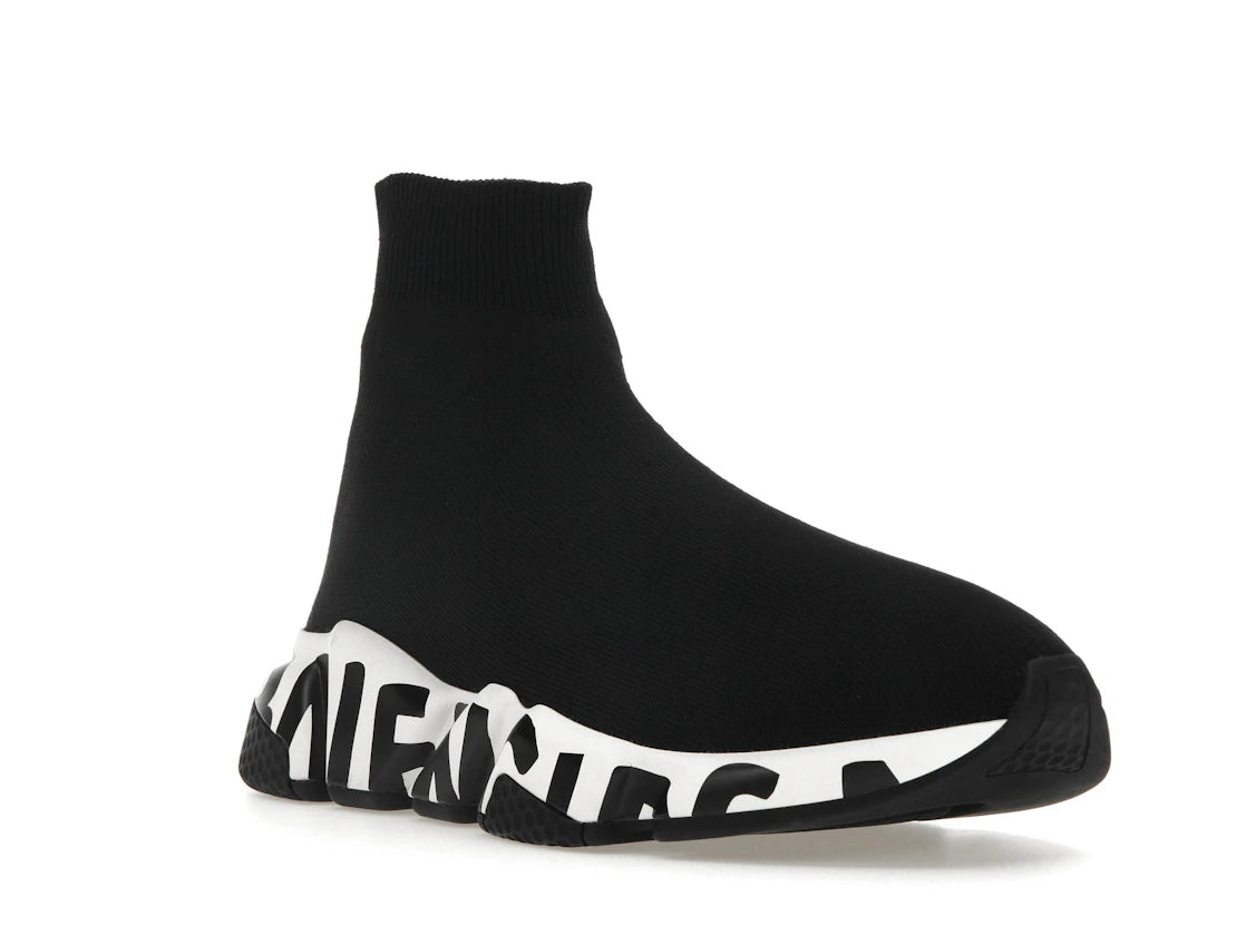 Balenciaga Speed Graffiti Trainers White Black Logo (Women's) - vue secondaire A