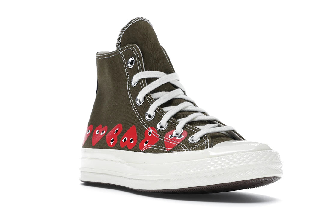 Converse Chuck Taylor All Star 70 Hi Comme des Garcons PLAY Multi-Heart Green - vue secondaire A