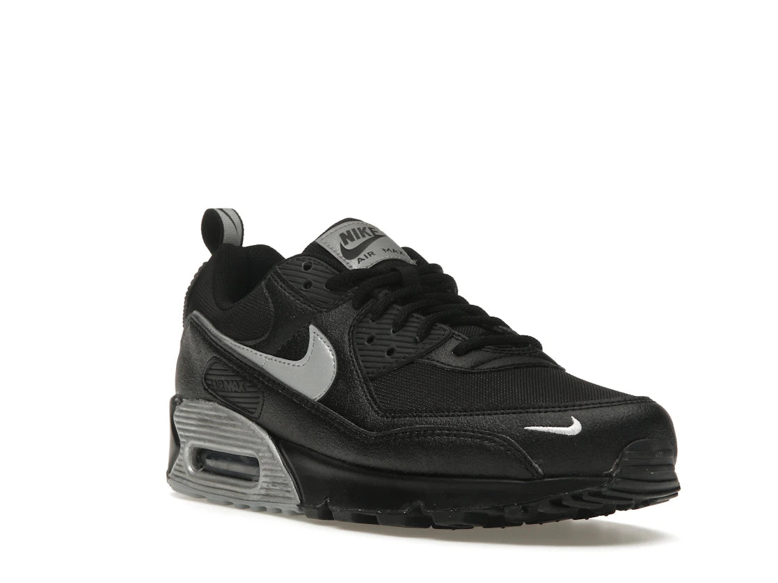Nike Air Max 90 Black Metallic Silver Mini Swoosh - vue secondaire A