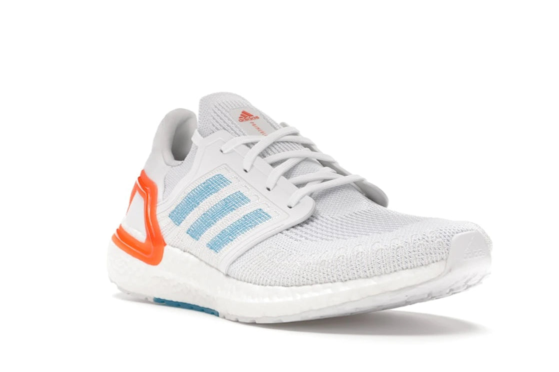 adidas Ultra Boost 20 White Sharp Blue True Orange - vue secondaire A