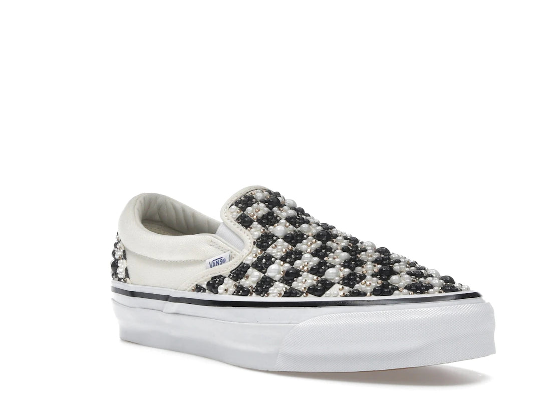 Vans Classic Slip-On Mattias Gollin Pearl Embellished Checkerboard Black White - vue secondaire A