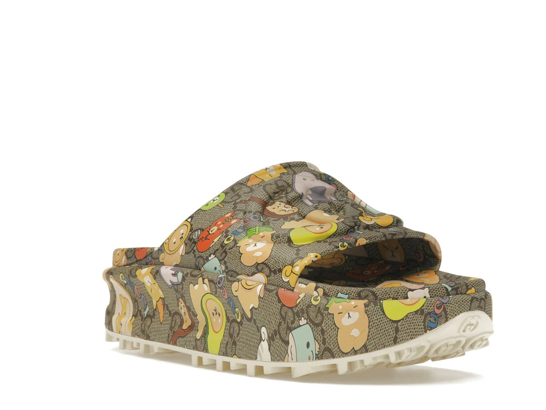 Gucci x Pikarar GG Animal Print Slide Beige Multi (Women's) - vue secondaire A
