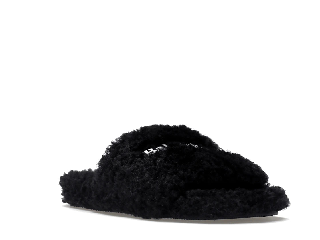 Balenciaga Furry Slide Black White (Women's) - vue secondaire A