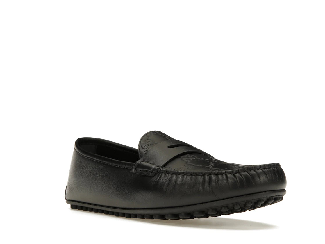 Gucci Signature Driver Black Debossed Leather - vue secondaire A