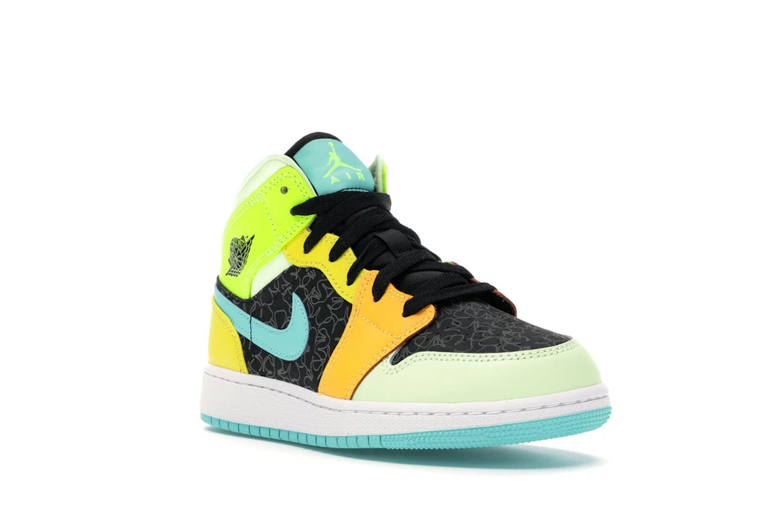 Jordan 1 Mid SE Aurora Green (GS) - vue secondaire A