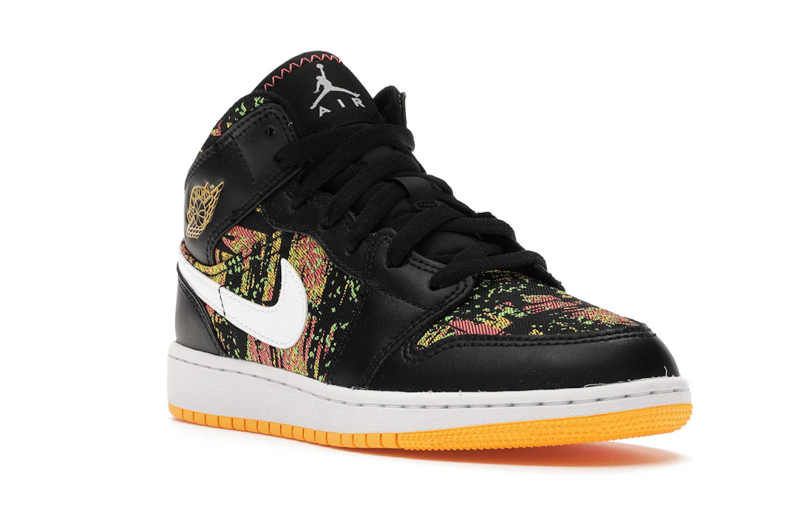 Jordan 1 Mid Black Laser Orange Bright Melon (GS) - vue secondaire A