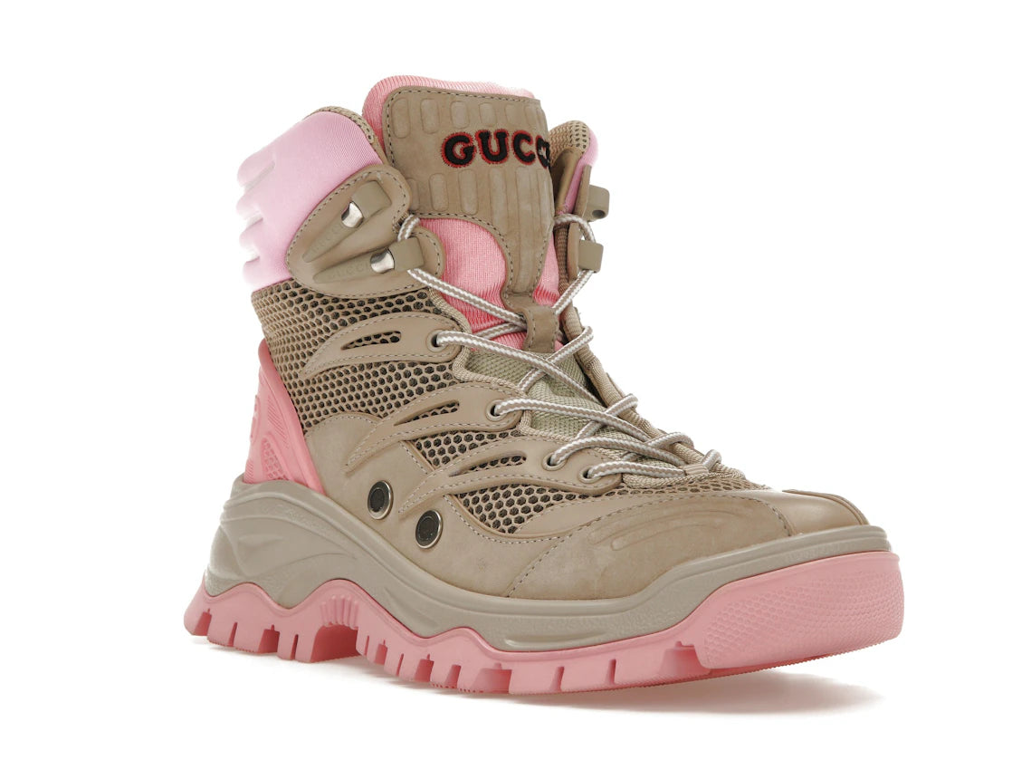 Gucci Lace Up Ankle Boot Beige Pink (Women's) - vue secondaire A